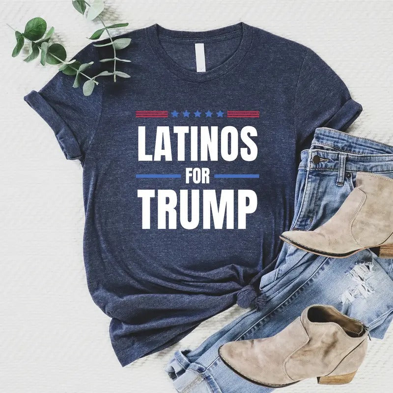 Trump Shirt Election 2024 Trump Supporter President Short Sleeve Patriotic Shirt American Flag Vote Latinos Shirt Casual Menswear T-Shirts