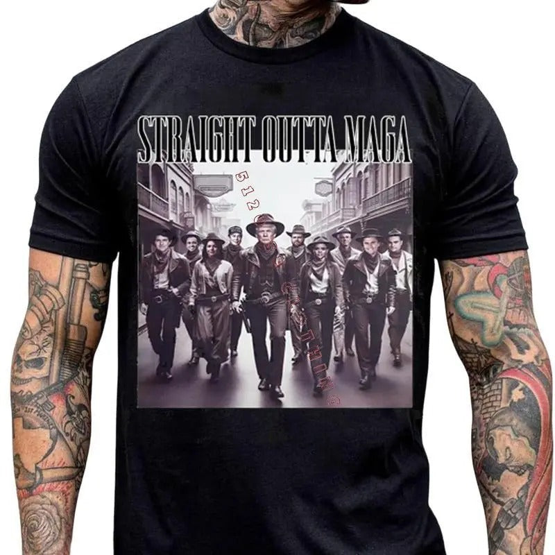 Trump Vance Elon Dream Team Straight Outta MAGA Shirt Trump Shirt Thug Life Trump Support Shirt Dark MAGA Election 2024 T-Shirts