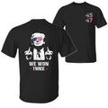 Trump We Won Twice 45th 47th President Shirt Trump Shirts Sale Wins Inauguration 2 Sided Menswear Top T-Shirts