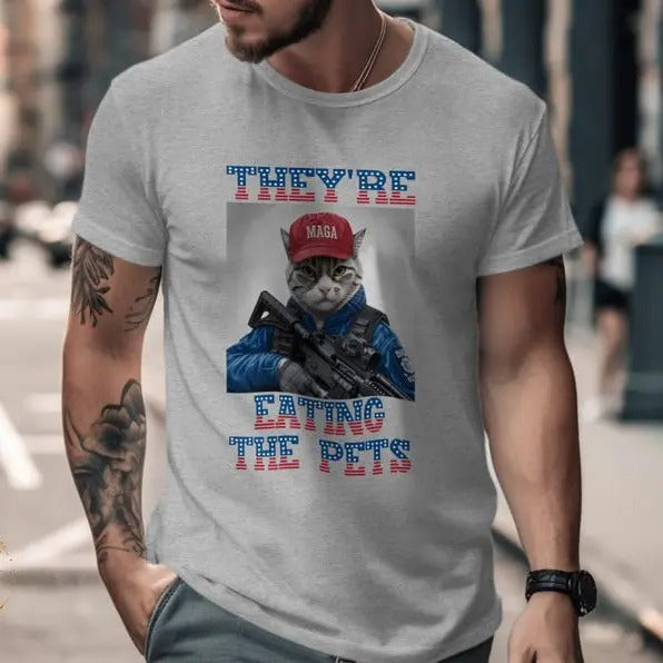 Trump Vs Kamala Debate Shirt They'Re Eating Pets Humorous Political Pet Lovers Unique Animal US Election 2024 Shirt Trend T-Shirts