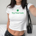 Try Your Luck Baby Cute Ribbed St Patrick'S Day Baby Y2K St Patrick'S Party Y2K 2000'S Streetwear T-Shirts