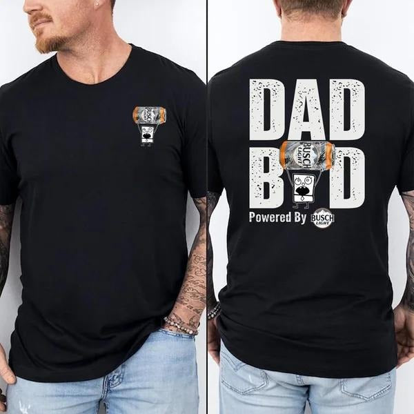 Two Sided Dad Bob Powered Busch Light Doodlebob Papa Funny Summer Outdoors Beer Lover T-Shirts