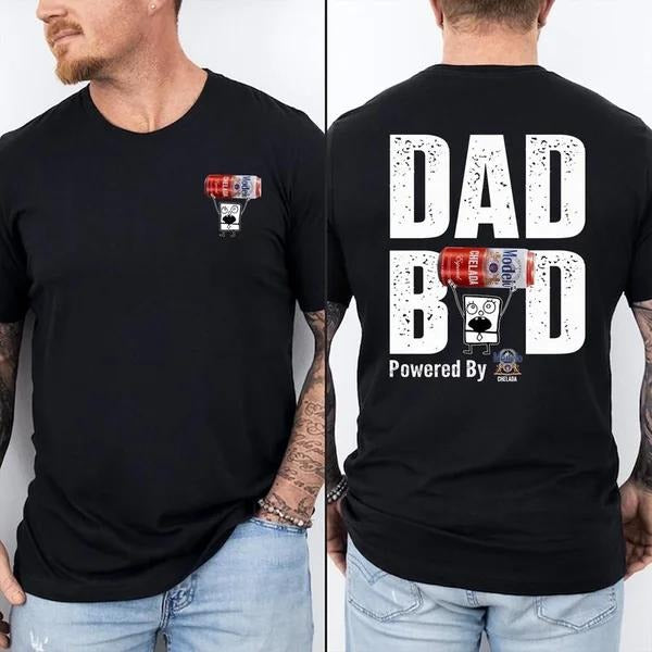 Two Sided Dad Bob Powered Chelada Beer Doodlebob Papa Funny Summer Outdoors Beer Lover T-Shirts