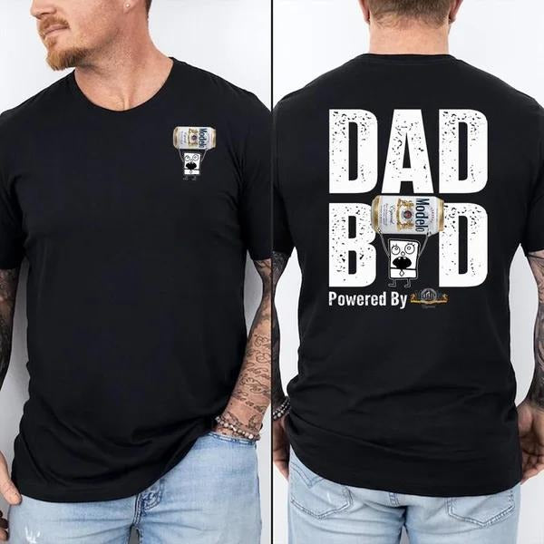 Two Sided Dad Bob Powered Modelo Doodlebob Papa Funny Summer Outdoors Beer Lover T-Shirts