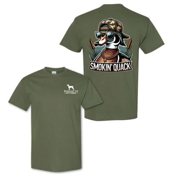 Two Sided Fun Smokin' Quack Duck Sunglasses Country Funny Summer Outdoors Duck Lover T-Shirts