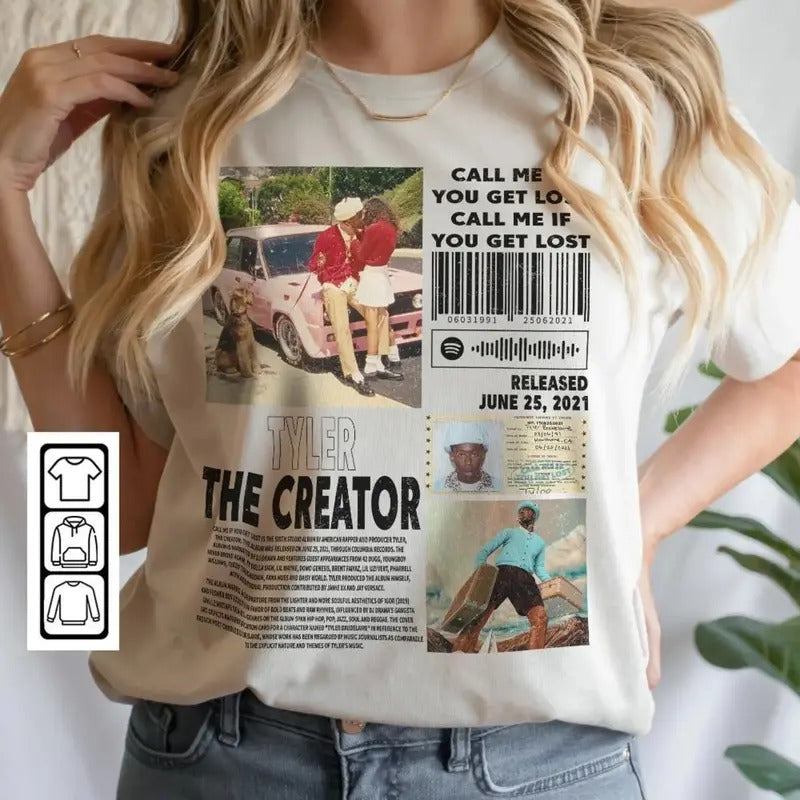 Tyler Creator Rap Music Shirt Call Me If You Get Lost Album Rap 90s Tour Rapper Bootleg Inspired T-Shirts