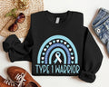 Type 1 Warrior Diabetes Rainbow Diabetes Awareness Blue Ribbon Matching Support Diabetes Diabetic T-Shirts
