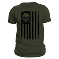 USA Black Vertical Flag Skull Casual T-Shirts