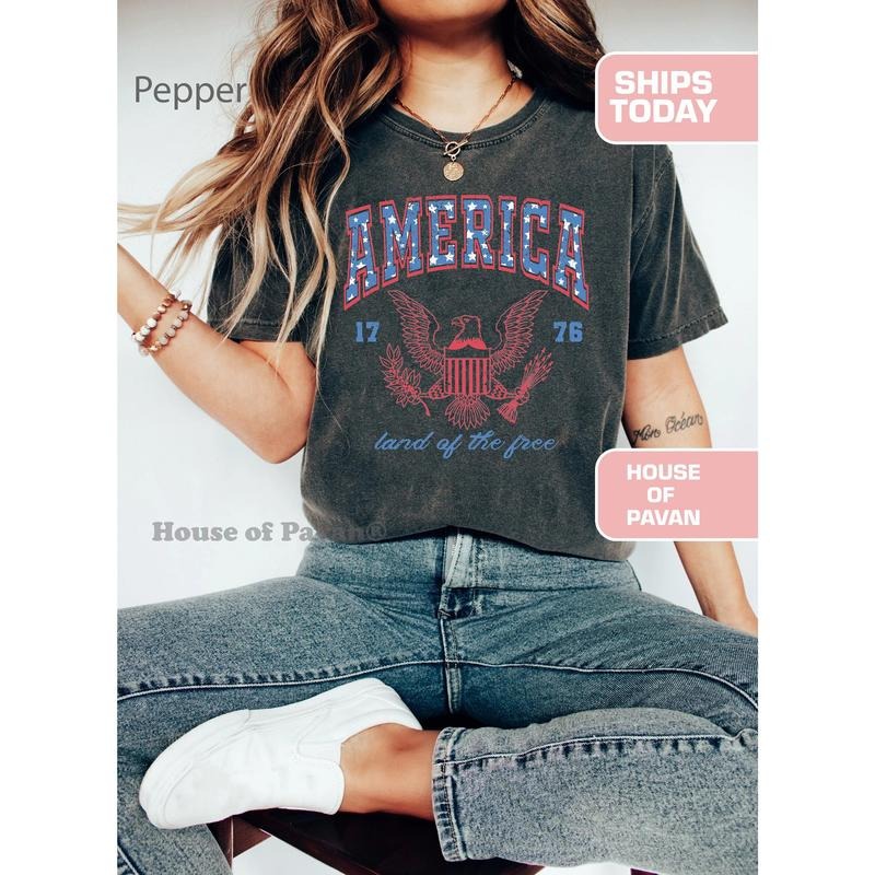 USA Shirt Summer BBQ Red White Blue America 4th July Fourth July Shirt 1776 T-Shirts