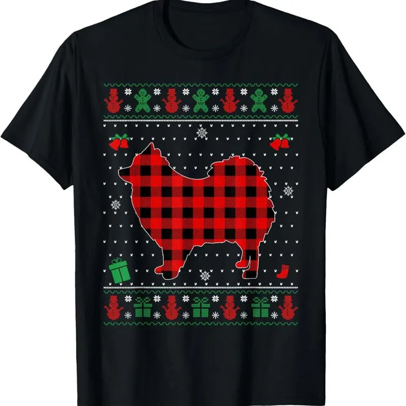 Ugly Red Plaid Pomeranian Dog Lover Matching Pj T-Shirts