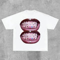 Lip Print Street Cotton T-Shirts