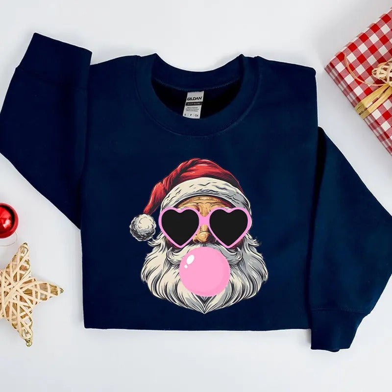 Santa Bubble Gum Shirt Funny Santa Fabric T-Shirts