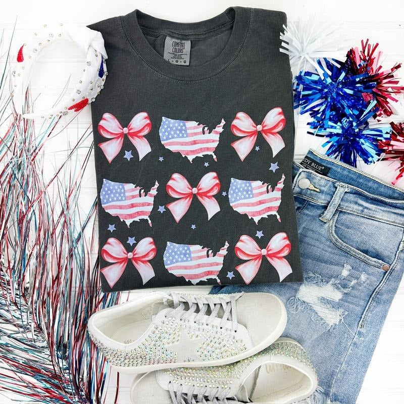 United States Bow Coquette Comfort Colors T-Shirts