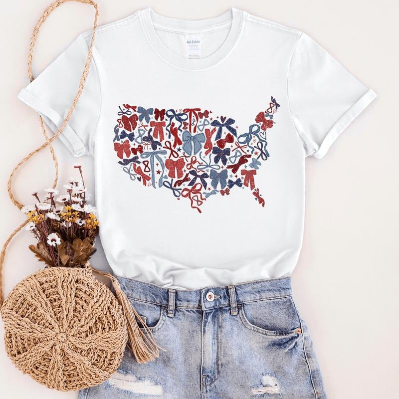 United States Bows 4th July Preppy Coquette Shirt T-Shirts