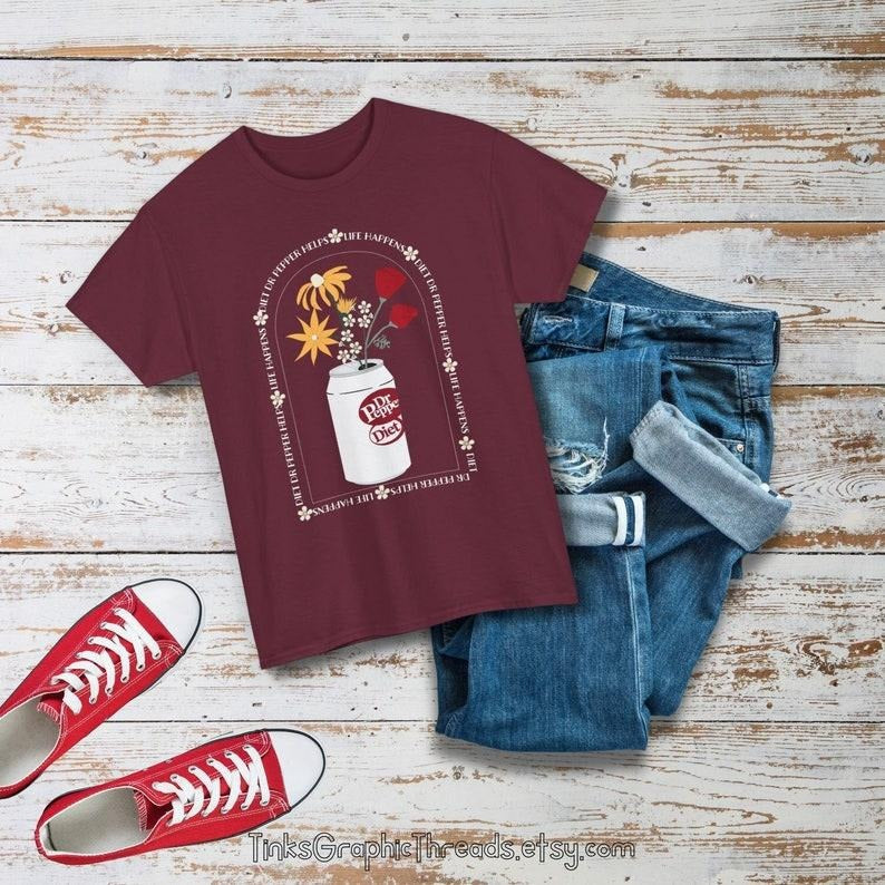 [Up 5XL] Caffeine Lover Cotton Diet Dr Pepper Soda Lovers Shirt Mom Life Happens T-Shirts