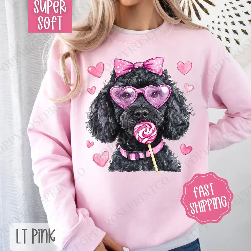 Valentine Black Doodle Cute T-Shirts