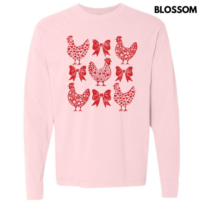 Valentine Chickens Long Sleeve Comfort Colors T-Shirts