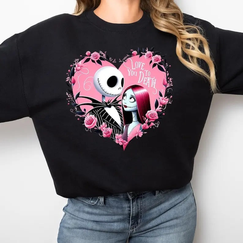 Valentine Couple Shirt Valentine Movie Couple Matching Horror Movies Character Jack Sally T-Shirts