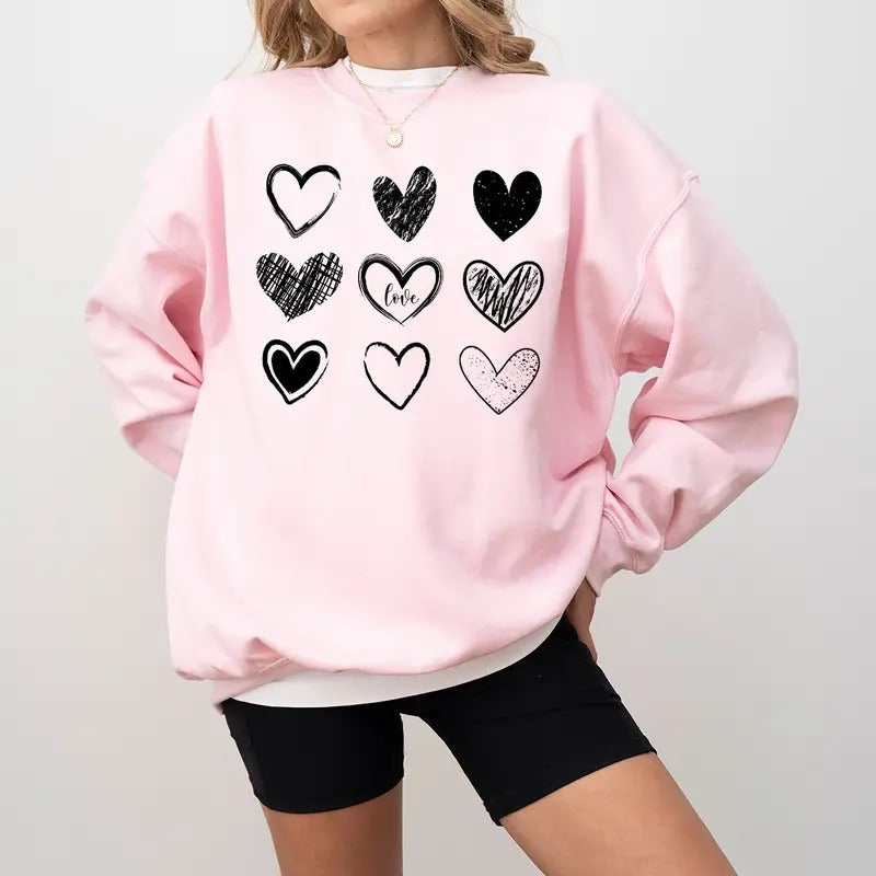 Valentine Hearts Cute Love Teacher Valentine Shirt Cotton Fabric T-Shirts