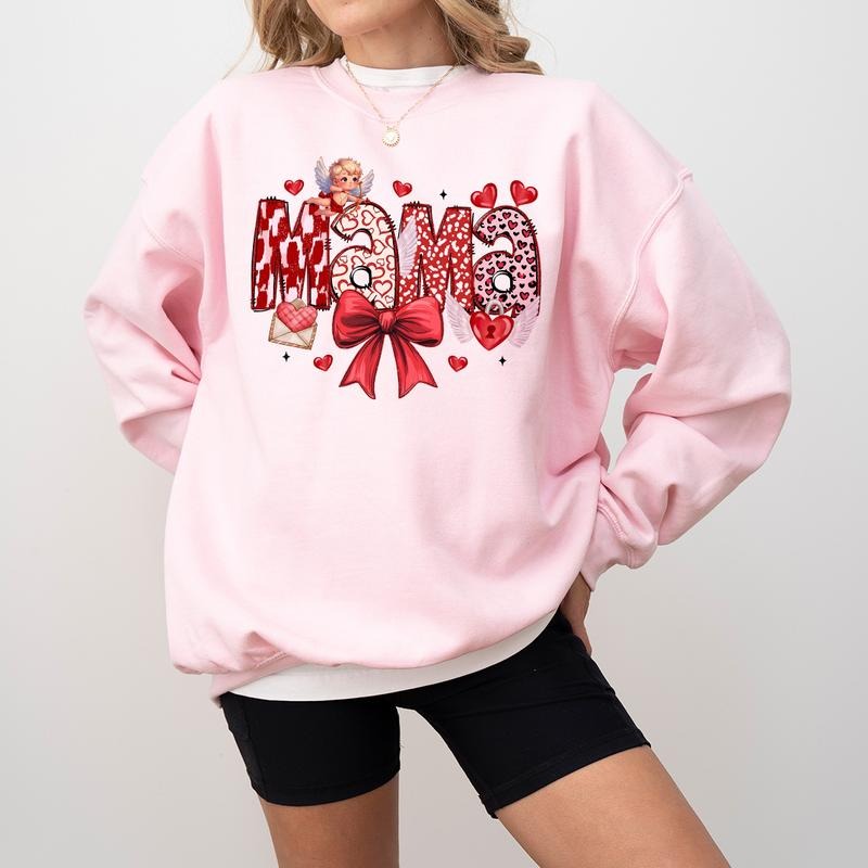 Valentine Mama Valentine Coquette Coquette Bow Shirt Cute Mom T-Shirts