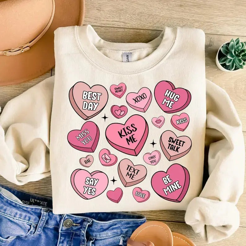 Valentines Candy Hearts Top T-Shirts