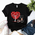 Valentines Couple Bike Valentines Heart Shirt Love Balloons His Hers Heart Tree Short Sleeve Cute Girlfriend. Heartmapprintsummertee T-Shirts
