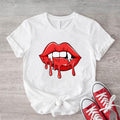 Vampire Lips Shirt Vampire Fangs Shirt Vampire Fan Woman Halloween Party Lips Shirt Mom T-Shirts