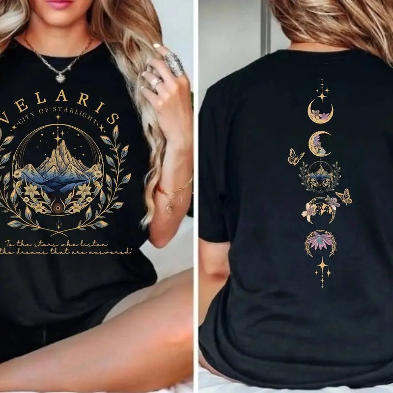 Velaris City Starlight 2 Sided Shirt Night Court SJM Shirt Acotar Velaris Court Dreams Velaris Bookish Acotar T-Shirts