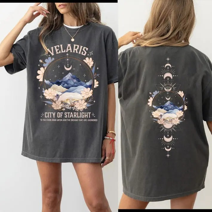 Velaris City Starlight Two Sided Shirt Night Court SJM Shirt Acotar Velaris Velaris Bookish T-Shirts