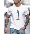 Vibrant Artistic Melting Parrot Print Soft Comfy Short Sleeves Relaxed Fit Casual Summer Outdoor Activities Beach Trips Made USA T-Shirts