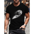 Vibrant Flying Volleyball Print Breathable Comfy Crew Neck Short Sleeve Summer Fitness Daily Soft Lightweight Quick Drying Casual Top Made USA T-Shirts