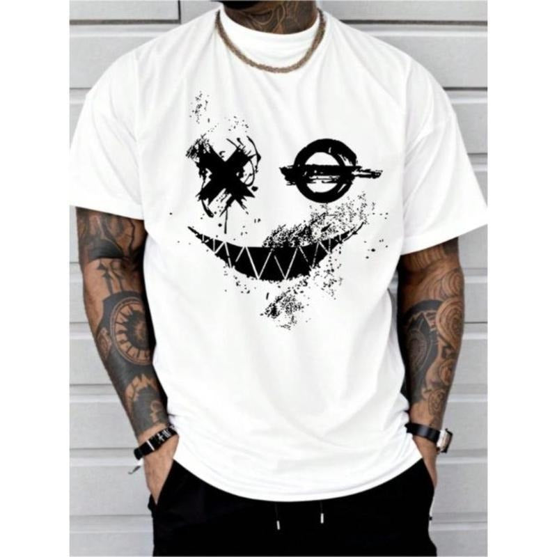 Vibrant Smiling Face Casual Short Sleeve Summer Fun Relaxed Fit Made USA T-Shirts