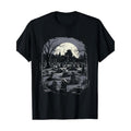Vibrant Spooky Cemetery Print Fun Halloween Soft Breathable Fabric Casual Halloween Parties Made USA T-Shirts