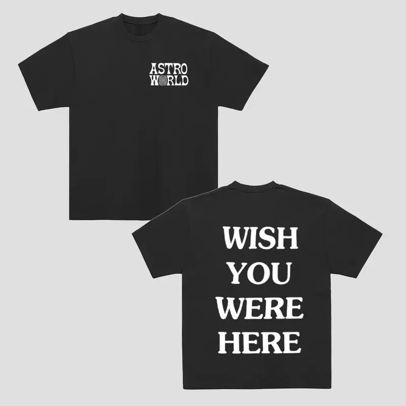 Vintage Astro World Travis Cactus Wish You Were Here Hiphop Cotton Comfort Shirt Casual T-Shirts