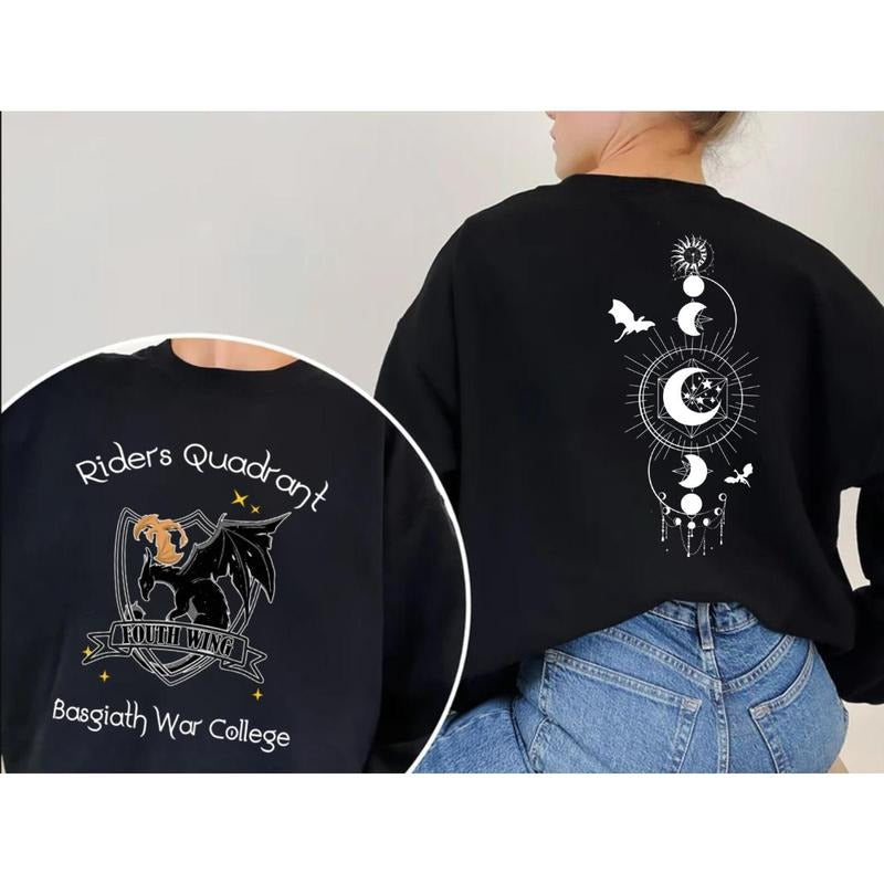 Vintage Basgiath War College Double Sided Shirt Fourth Wing Shirt Dragon Rider File Lover Violet Sorrengail Xaden Riorson T-Shirts