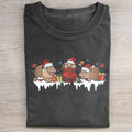 Vintage Funny Moo Deng Santa Claus Christian Cute Xmas Shirt T-Shirts