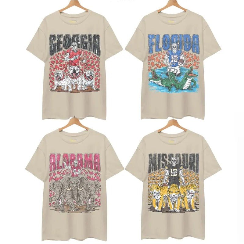 Vintage College Football Sand Vintage All Teams NCAA Classic Sport Sport. Cotton T-Shirts