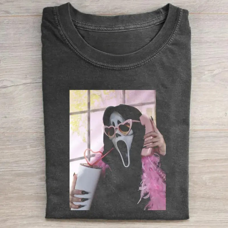 Vintage Ghostface Phone Call Scream Movie Funny Halloween Shirt Horror Movie Shirt Spooky Season Trick Treat Halloween T-Shirts