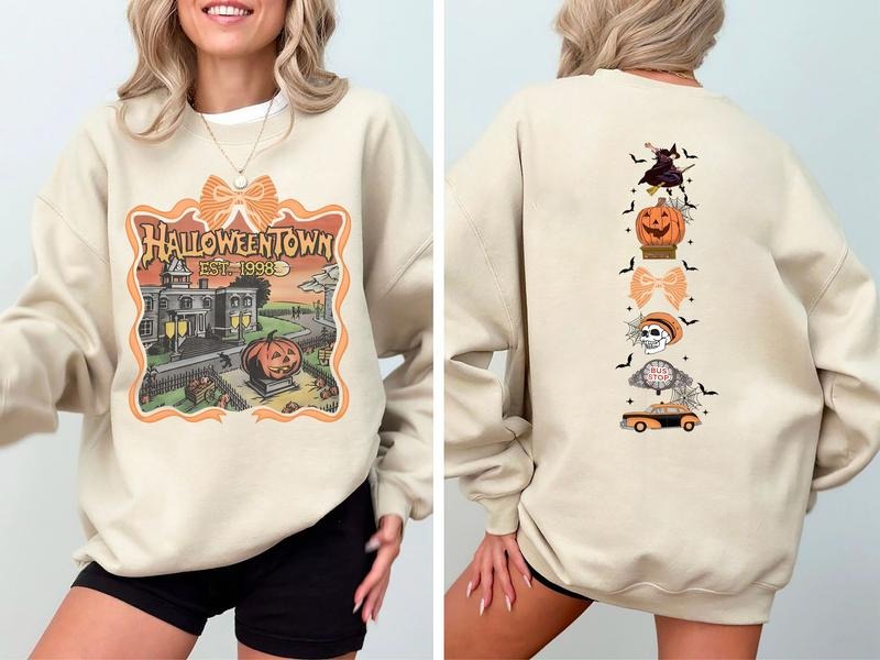 Vintage Halloweentown 2 Sides 90s Halloween Shirt Retro Halloween Halloween Coquette Shirt Summerween T-Shirts