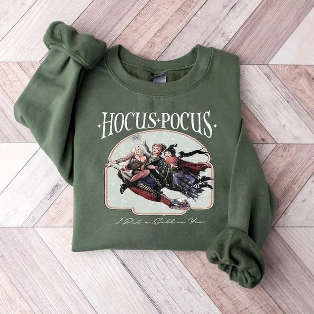 Vintage Hocus Pocu* Sanderson Sisters Halloween Party Shirt Cute Halloween Knit Menswear T-Shirts