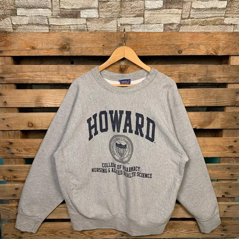 Vintage Howard University Howard Howard Jumper Howard University Logo Print Grey 2XLarge T-Shirts