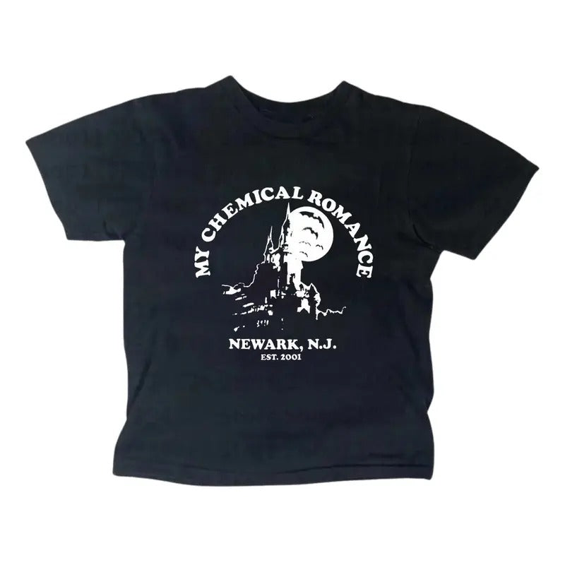 Vintage My Chemical Romance Baby Alternative Rock Band Shirt Punk Rock Gothic Emo Girl Tops Scene 2000s Casual Cotton Short Sleeve Fitted T-Shirts