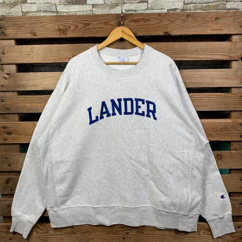 Vintage Ncaa Lander Lander Lander Jumper Lander University Embroidery Logo Grey Colour 3XLarge T-Shirts
