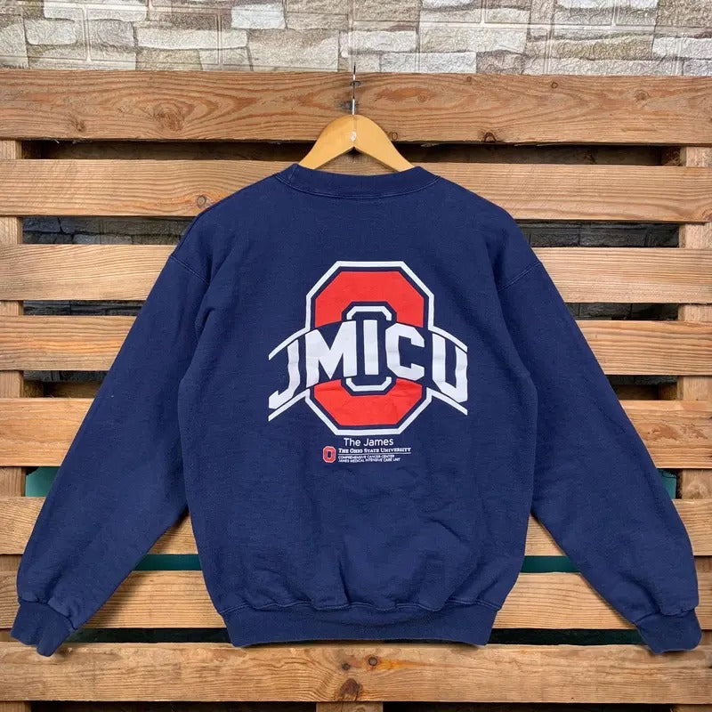 Vintage Ncaa Ohio State Ohio Jumper Ohio State Ohio State Print Logo Navy Blue Colour Medium T-Shirts