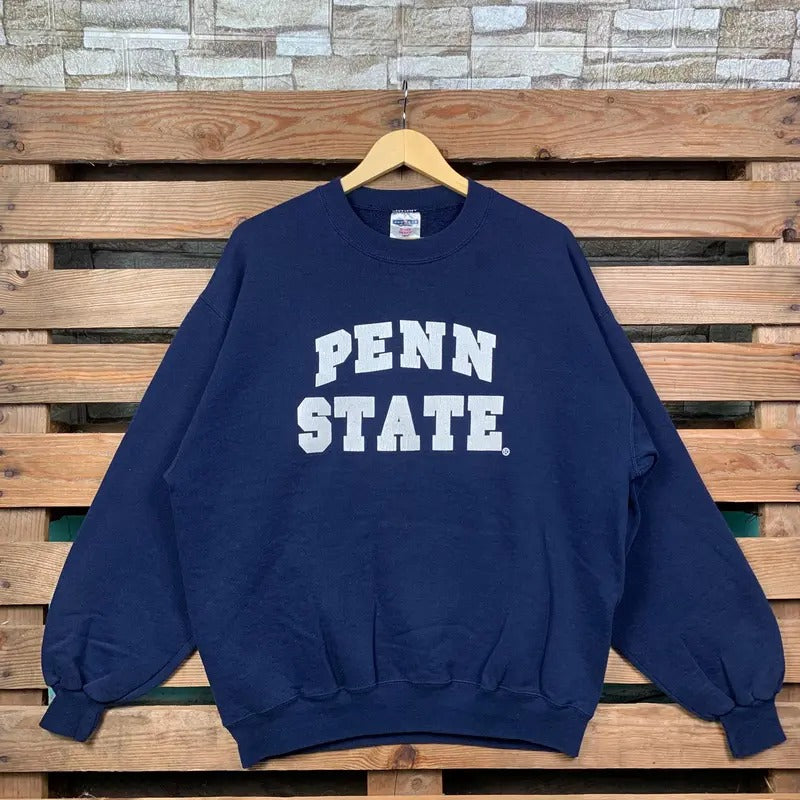 Vintage Ncaa Penn State Penn State Jumper Penn State Penn State Logo Print Navy Blue Large T-Shirts