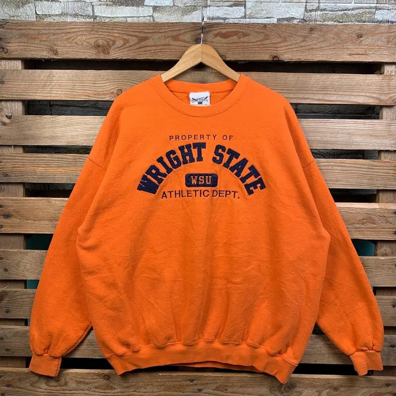 Vintage Ncaa Wright State Wright State Jumper Wright State Wright State Embroidery Logo Orange Colour T-Shirts