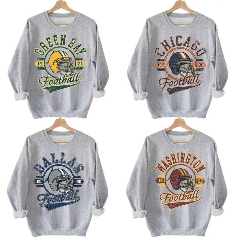 Vintage Sport Grey Football Classic All Team Fans T-Shirts