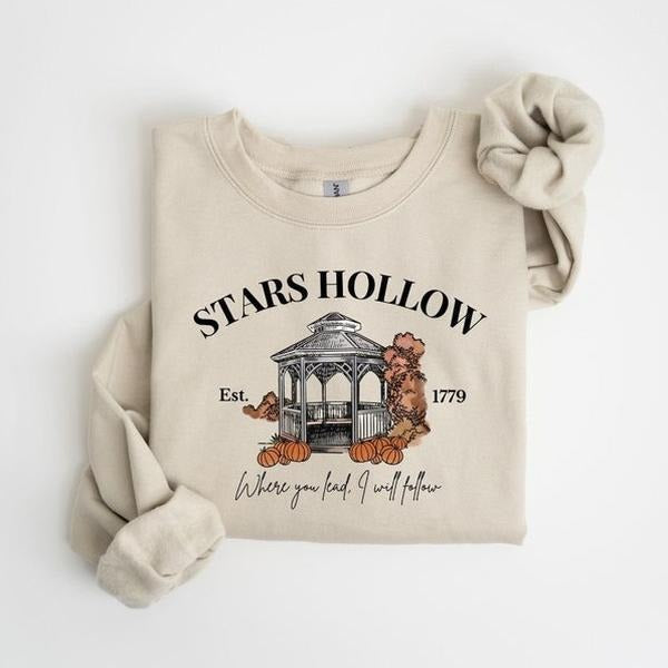 Vintage Lukes Diner Stars Hollow Where You Lead I Will Follow Shirt Annual Autumn Festival Classic Fit Cotton Menswear T-Shirts