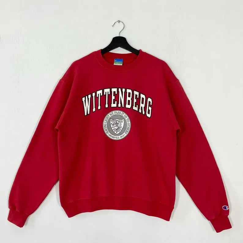 Vintage Wittenberg University Wittenberg University Wittenberg Wittenberg Tigers Print Logo Menswear Athletic Black Collar Fitted T-Shirts