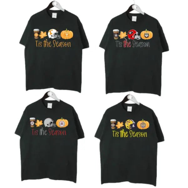 Vintage Season NCAA All Teams Football NCAA Black T-Shirts